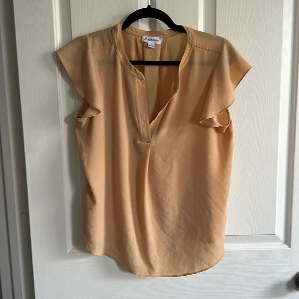 Calvin Klein Peach Cap-Sleeve Blouse